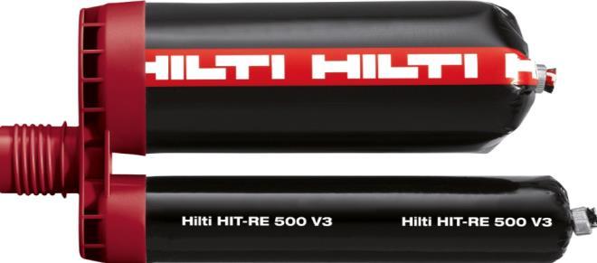 Hilti HIT-RE 500 V3 mortar with rebar (as post-installed connection) Injection mortar system Benefits Hilti HIT-RE 500 V3 330 ml foil pack (also available as 500 ml and 1400 ml foil pack) Statik