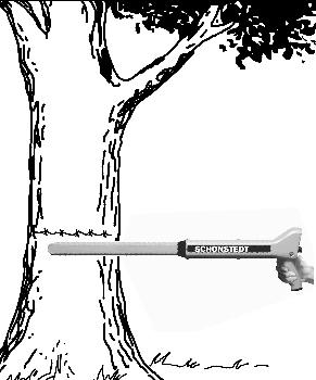 Position the locator horizontally with its long axis perpendicular to the fence as illustrated in Figure 19. This insures that the upper sensor is kept away from the fence.