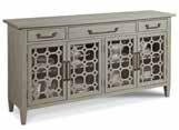 24 Willow Crossing Collection Details 640-504 Block Party Buffet Aged Dove Grey finish shown W72 (183cm) D18 (46cm) H38 (97cm) Three drawers.