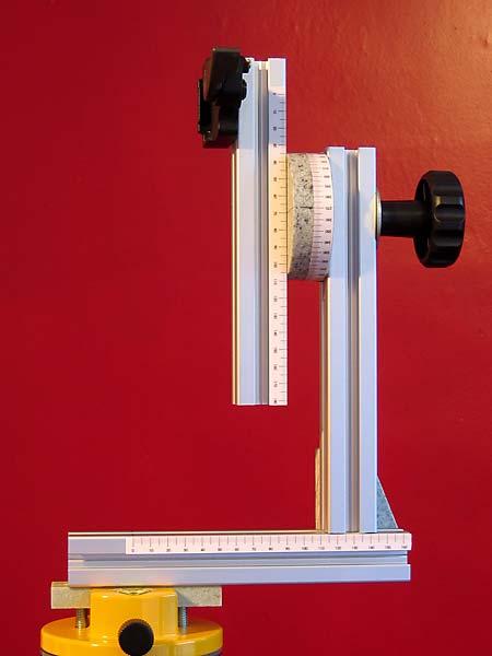 Scales A rotation scale for the bearing disc was printed and attached to the disc and also a scale for the camera support arm and horizontal support arm.