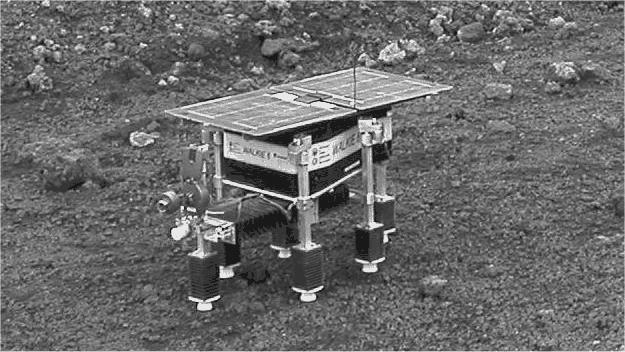 Figure 1: The Walkie 6.2 demonstrator being tested in a Mars-analogue environment (volcanic terrain on Mount Etna).