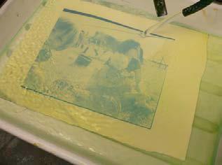 Place the cyanotype paper or fabric coated side down on top of the image or objects. 4. Close the lid of the exposure unit, turn on the vacuum and expose for 6 minutes.
