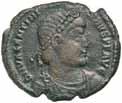 VRBS ROMA, Valentinian standing facing, head right, holding labarum and Victory on globe, SMAQP in exergue, (S.19396, RIC 6a, LRBC 961, C.30). Toned, very fine and rare.