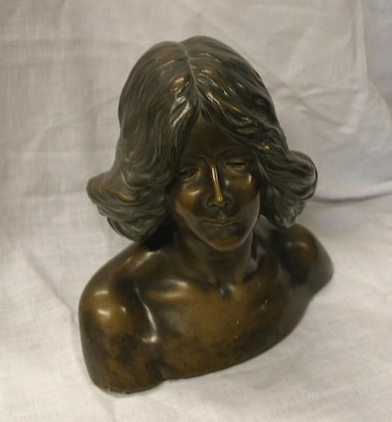 Busts #S105 Size: 11 w x 8 l x 10 h Material: Bronze Title/ Description: Art Nouveau Woman