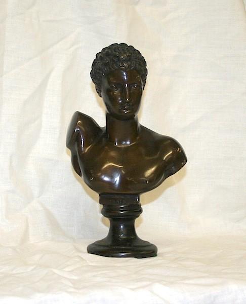 Busts #S072 Size: 7 w x 4 l x 12 h Material: Bronze Title/ Description: Hermes