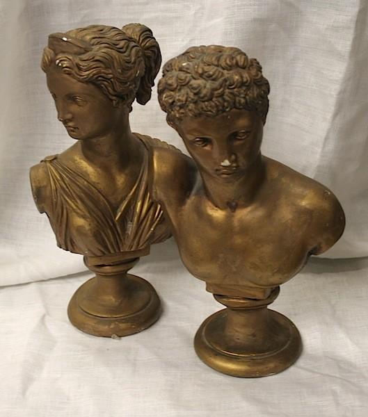 Busts #S121A & B Size: 8 w x 5 l x 13 h Material: Plaster Title/ Description: Diana and Hermes