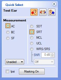 Under "Measurement", choose a transducer. To route audio to the headphones, choose AC.