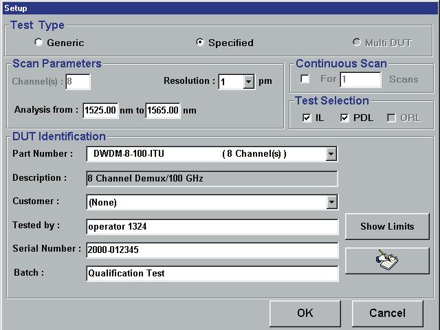 SELECT During normal functioning, the system operator simply selects a component (unique part number) and starts the test.