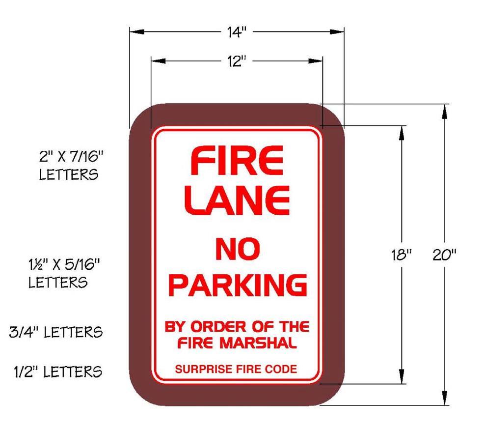Use the standard 3M Scotchlite sign face number R7-32 or equivalent, with red screen printed lettering as shown above. 3. Font style is Handel Gothic capital font.