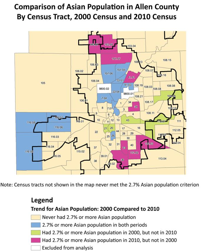 Population 18 Figure 1.8 This map serves as a good example of viewing the probable change in population related to the arrival of Burmese immigrants in the 2000s. In 2000, tract 113.