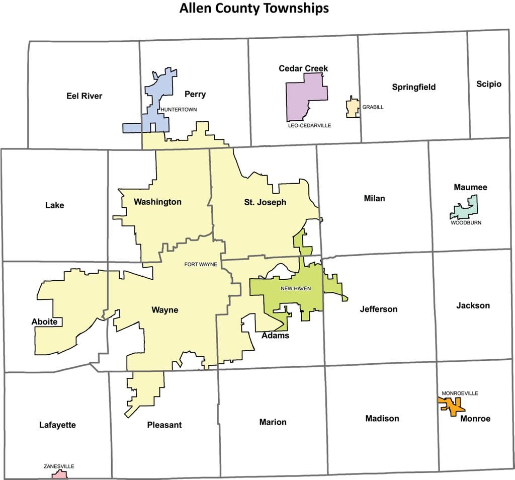 Population 4 Allen County Townships, shown in Figure 1.2,