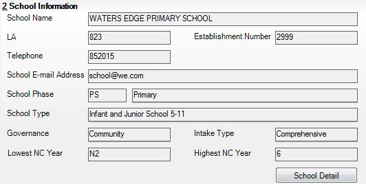 Panel 2 School Information If you need to make any further amendments to School Information (example: change of telephone number)
