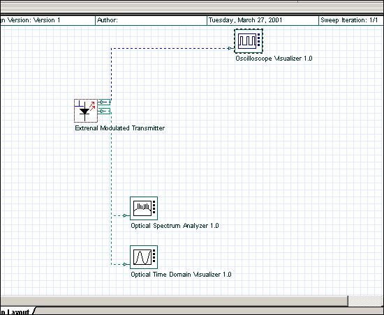 Running the simulation You can connect the External Modulated Transmitter output port to another components or visualizers.
