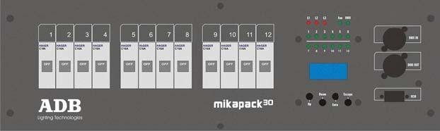 1.3 Description MIKAPACK 30 USER MANUAL 12 x 3 kw all-digital dimmer pack in 19" combining high quality with economic and above average performance, for general purpose applications in stage and