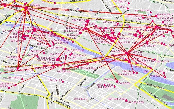 Berlin's OLSR Experiment Today more than 500 access points are connected to one big meshed network in a growing number of