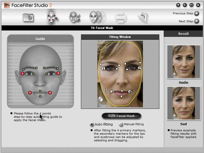 3. Edit the Facial Mask. Now let's move to the next step by clicking the Mask button, the second button from left at the top.