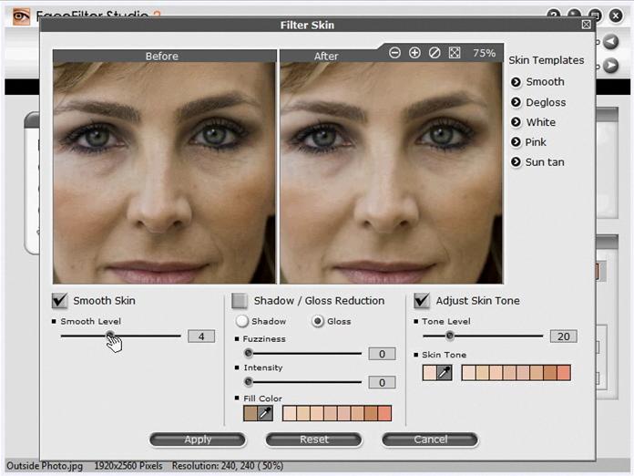 4. Touch up your photos. Now the face is defined, we can start having fun! Let's move to the Enhance Skin step by clicking the third button at the top.