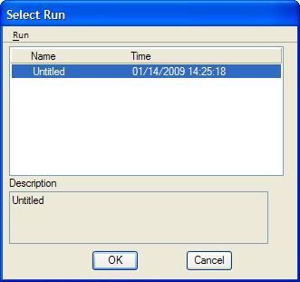 The Select Run dialog, show below, is opened. By default, a run named Untitled is always created.