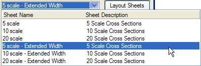 Active Cross Section Sheet After attaching the ODOT cross section sheet library, the Active Cross Section Sheet option will display the sheet layout options shown below.