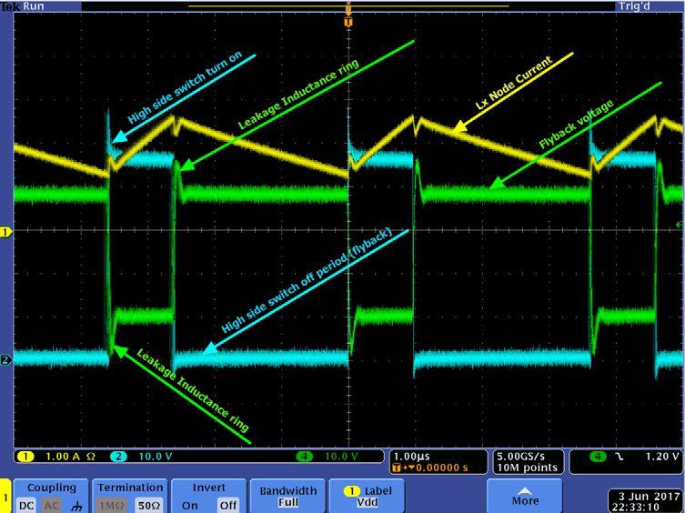 Here is a map of the legend above: Fig. 4 - Waveform legend map Here are some example waveforms showing operation of the circuit: Fig.