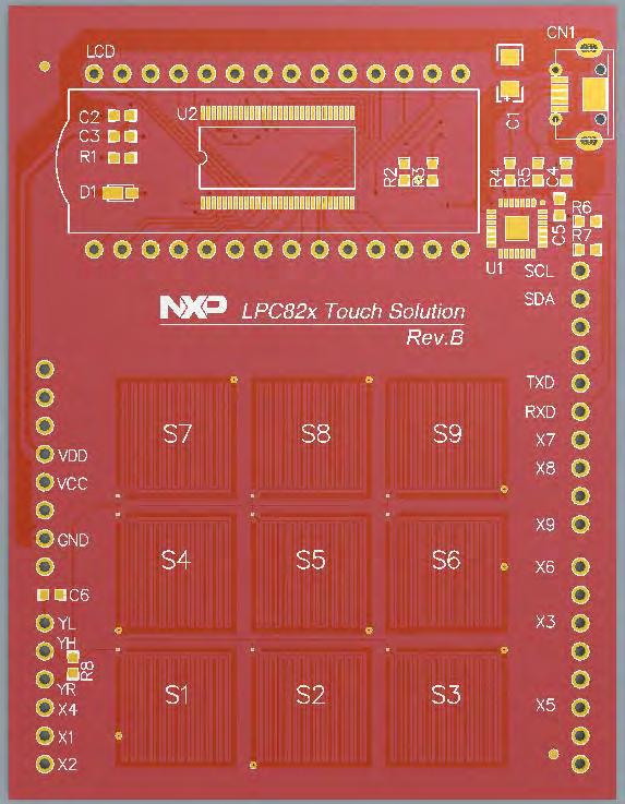 6. Reference Design The LPC82x Touch Solution board shown in Fig-12 can serve as a good reference for designing Touch interface using NXP Microcontrollers.