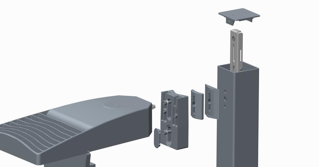 MOUNTING UNIVERSAL POLE ADAPTER TO SQUARE POLE Follow steps below to mount the Adaptor (UPA) to Square (not supplied). Refer to Variable Bolster Plate Detail regarding drill hole spacing on pole. 1.