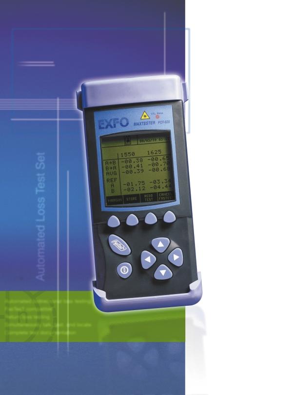 FOT-920 Automated Loss Test Set Fast automated bidirectional loss testing FasTesT-compatible Optical return loss