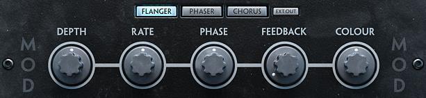 FX Page Mutates FX page is where you can add movement to your sound with a modulation effect (selectable between Flanger, Phaser and Chorus).