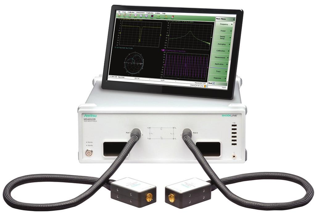 MS46522B Option 82 ShockLine Performance Vector Network Analyzer Dedicated E-Band VNA for 55-92 GHz Applications Option 82 is the E-band frequency option for the 2-port MS46522B.