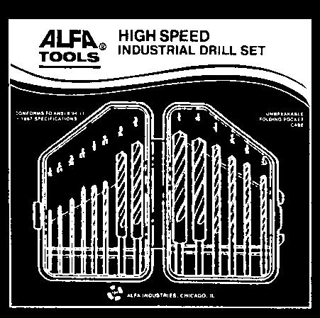 1/16" - 3/8" by 64ths J160195D J160195DB J160195DTN S160195D S160195DB S160195DTN CO60195D ALFA USA DRILL SETS REDUCED SHANK 1/4" SHANK FRACTIONAL S IN FOLDING PLASTIC CASE HSS GENERAL PURPOSE 118 O
