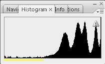 Nagu on näha originaalfoto histogrammist, on sellel väga vähe või puuduvad üldse tumedused (Ill 21, histogramm paremal üleval, tumedused on