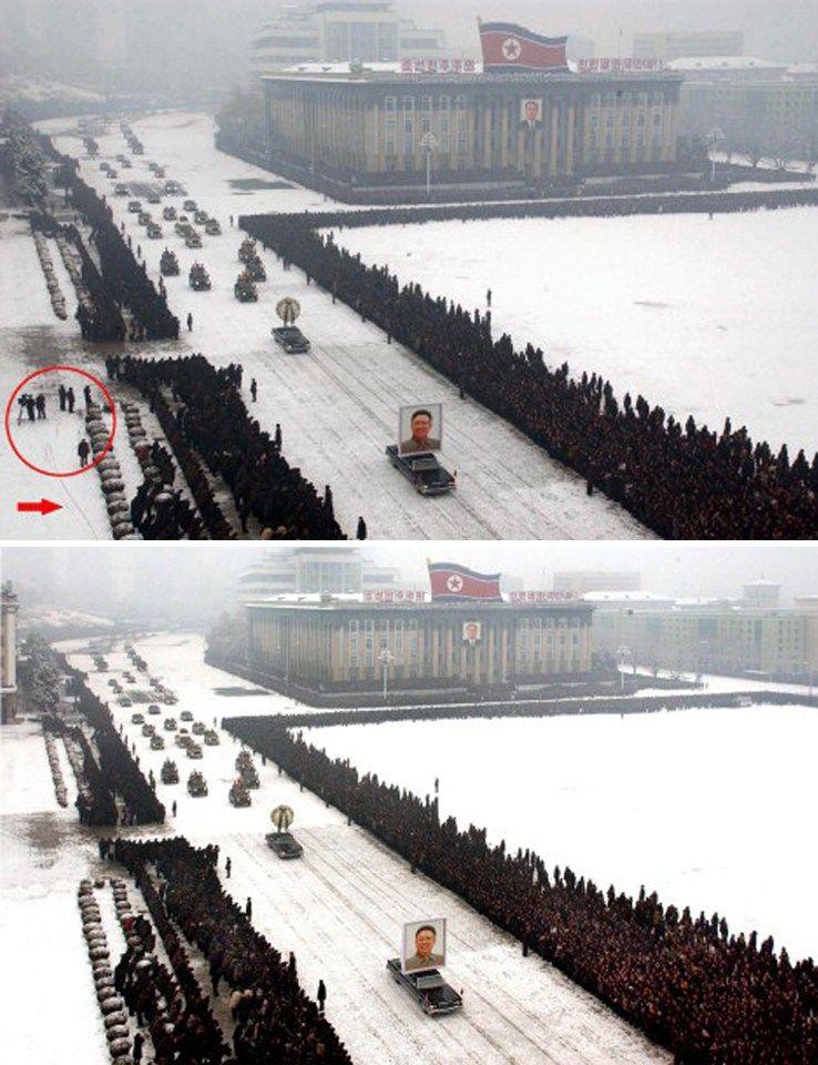 tampering still exist despite repeated bans. Just to mention an example, In 2011, a group of photos of Kim Jong-il s funeral reports the funeral scene of the former leader Kim Jong-il of South Korea.