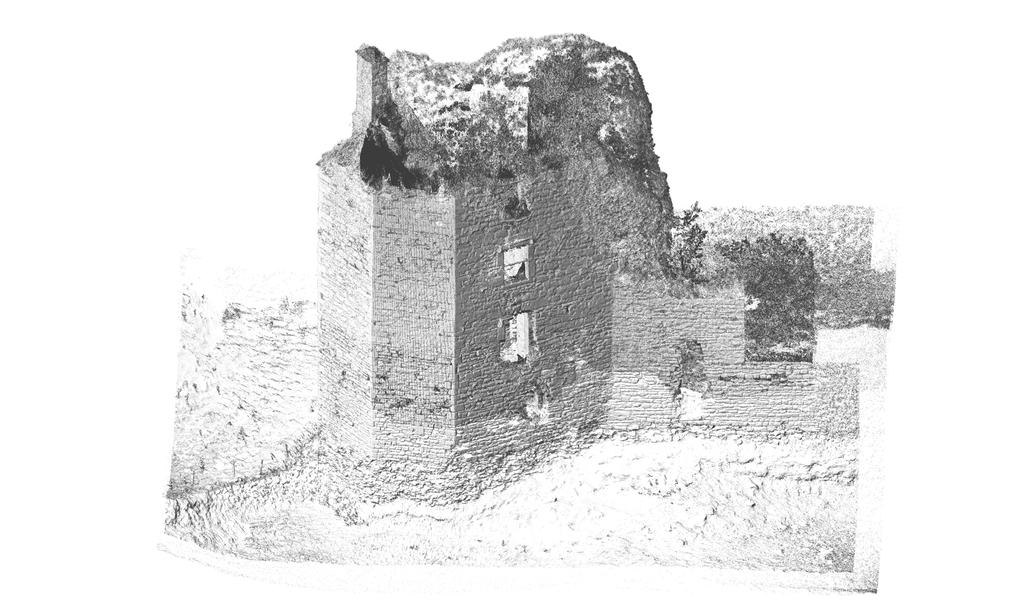 Figure 22: Isometric view of the Northwest tower, looking east Note: this view and Figure 25 were processed in Bentley Pointools, which proved less easy to work in than