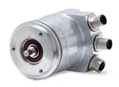 ROC/ROQ 400 series Absolute rotary encoders Synchro flange Solid shaft for separate shaft coupling Field bus interface 80 = Bearing = Threaded mounting