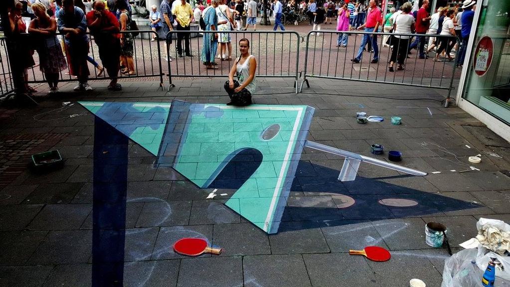 2.3 Street Painting Creating 3D illusions on the streets has been an important experience in expanding my polyview artistic practice.