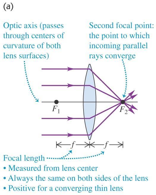 The distance from a focal point to the center of lens is called focal length.