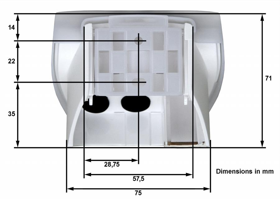 Fig.8b: Dimensions of rear side of housing with bracket.