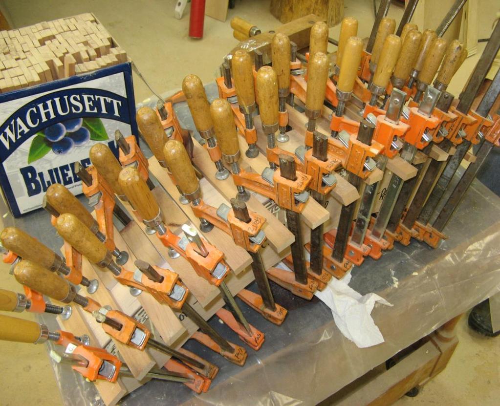 Crest Rail Glue-up Additional Material Clamps evenly