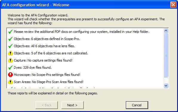 When the wizard setup is complete select Finish to move to the tabbed AFA control panel.