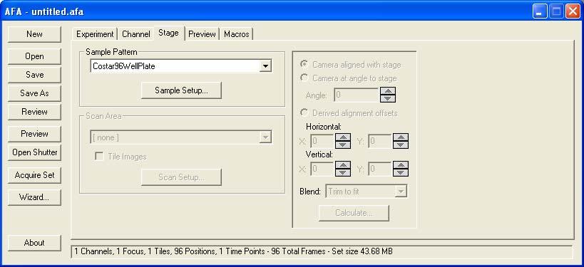 To create new Scan Areas open Scan Area in Stage Pro by selecting the Scan Setup button. 3.