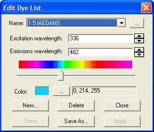 Dye List Editor NOTE: Save Default Folder All New Dye Files (*.