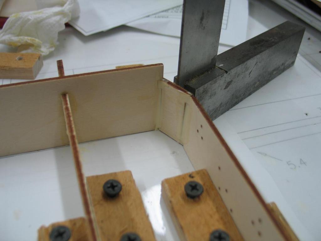 Continue gluing the remaining top parts ensuring the angled piece is glued well. Set aside and let dry. See photo below Three balsa blocks #5.225 and #5.226 are used to simulate the header tanks.