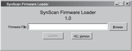 Fig. 50 5. Click Browse to select the AllViewVxxyyzz.ssf file in the SynScan folder. Click Update to start downloading the new firm ware into your SynScan AZ hand control.