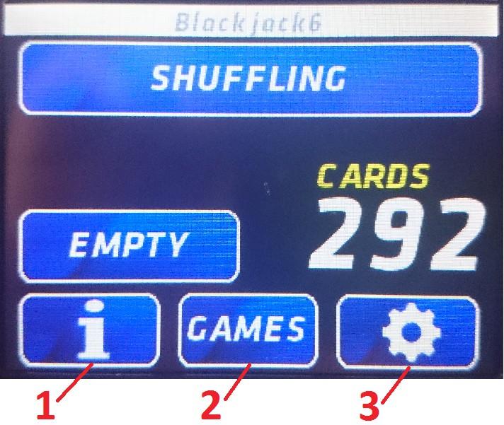 4.3 Display Explanatory Notes After turning on the machine, the home screen appears (Fig. 13). Fig. 13: Home screen Currently chosen game can be checked in the upper line (In this case Blackjack).