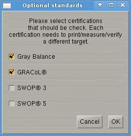 - G7 : choosing this option will opens the following pop-up to allow you to choose the standards.
