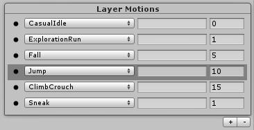 All motions in the code solution are automatically found and listed in the drop-down. Select the motion the character is going to have.
