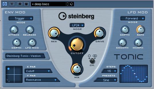 Tonic Analog Modeling Filter (Cubase only) Tonic is a versatile and powerful analog modeling filter plug-in based on the filter design of the Monologue monophonic synthesizer.