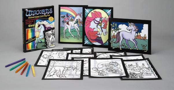 Stained Glass Coloring Fun Unicorns Stained Glass Coloring Fun Youngsters will love to color the magical world of the unicorn!