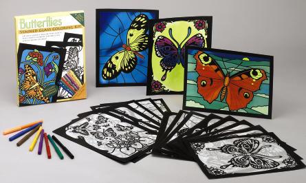 Stained Glass Coloring Kits Butterflies Stained Glass Coloring Kit This symphony of butterflies will take wing and soar when you apply the colorful spirit of