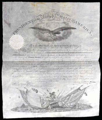 Signed on early recipt for land, dated April 4th, 1807 when Taylor was just 22 years old, signed "Zach'y Taylor" at B.R.